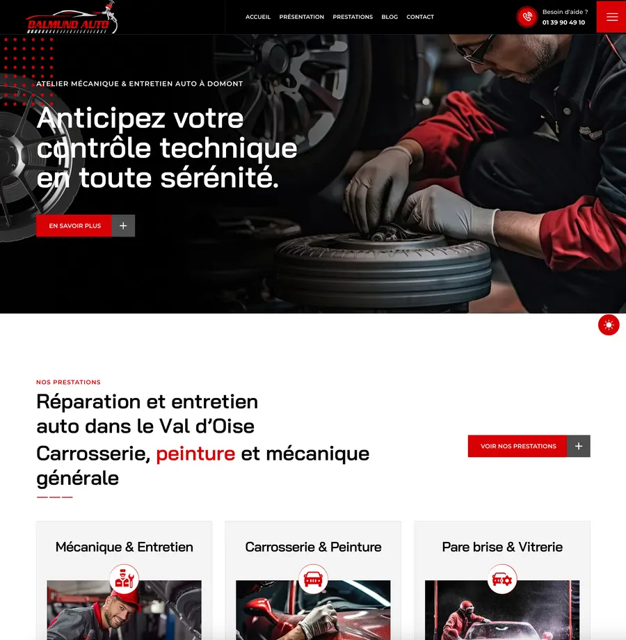 Site internet Dalmund Auto, garage automobile — réalisation Nethys