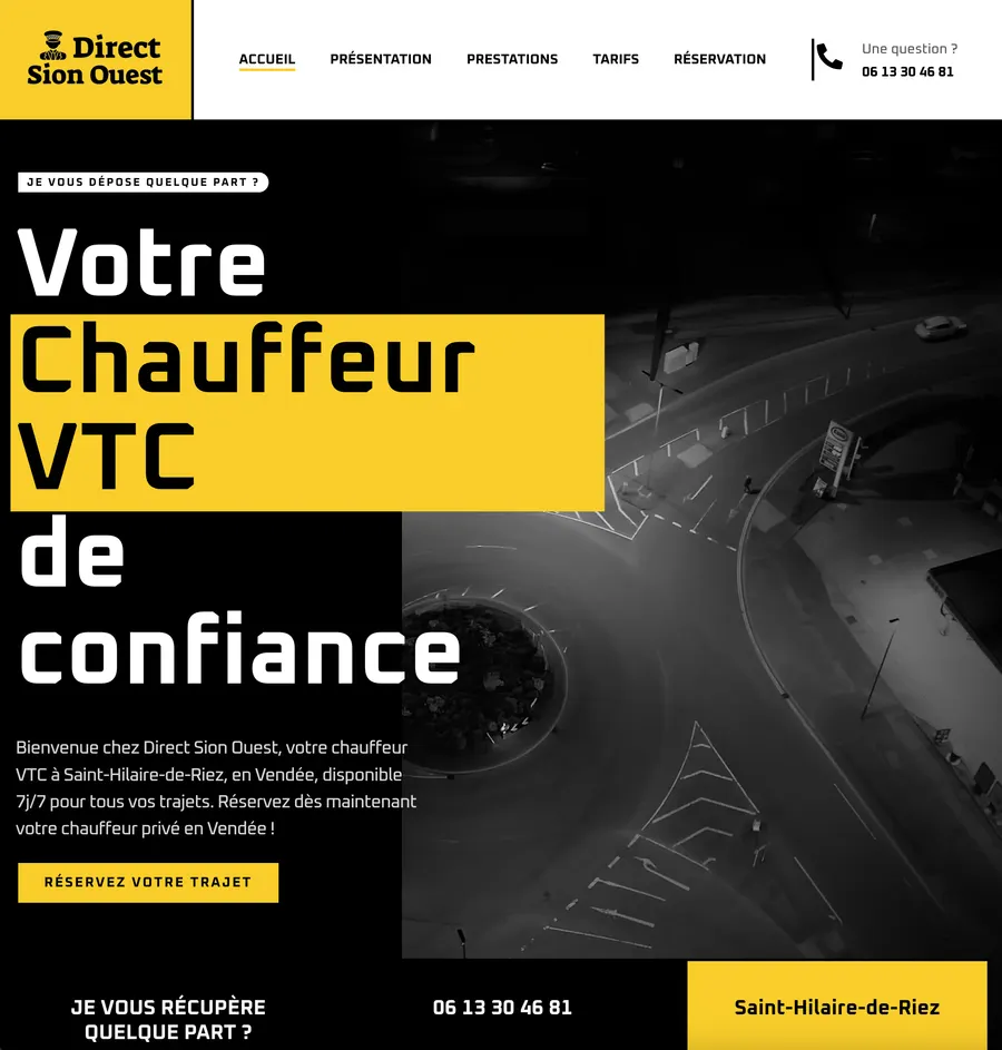 Site internet Direct Sion Ouest, taxi à Saint-Hilaire-de-Riez (85) — réalisation Nethys