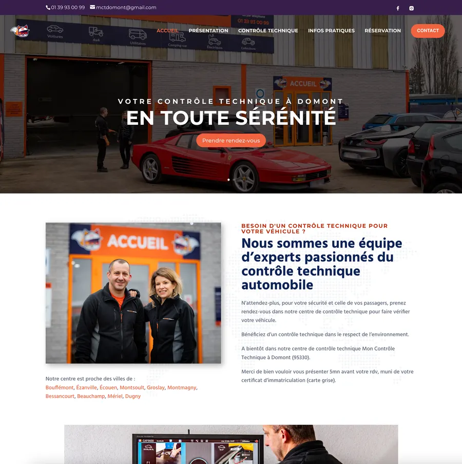 Site internet MCT Domont, contrôle technique auto à Domont (95) — réalisation Nethys